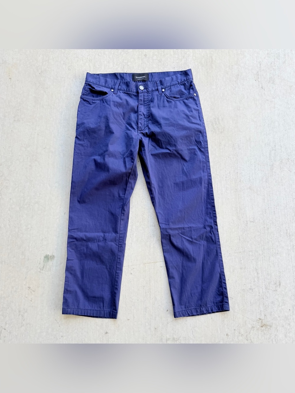 Ermenegildo Zegna Premium Cotton City Chino Pants Men Size 34 Straight Fit Blue